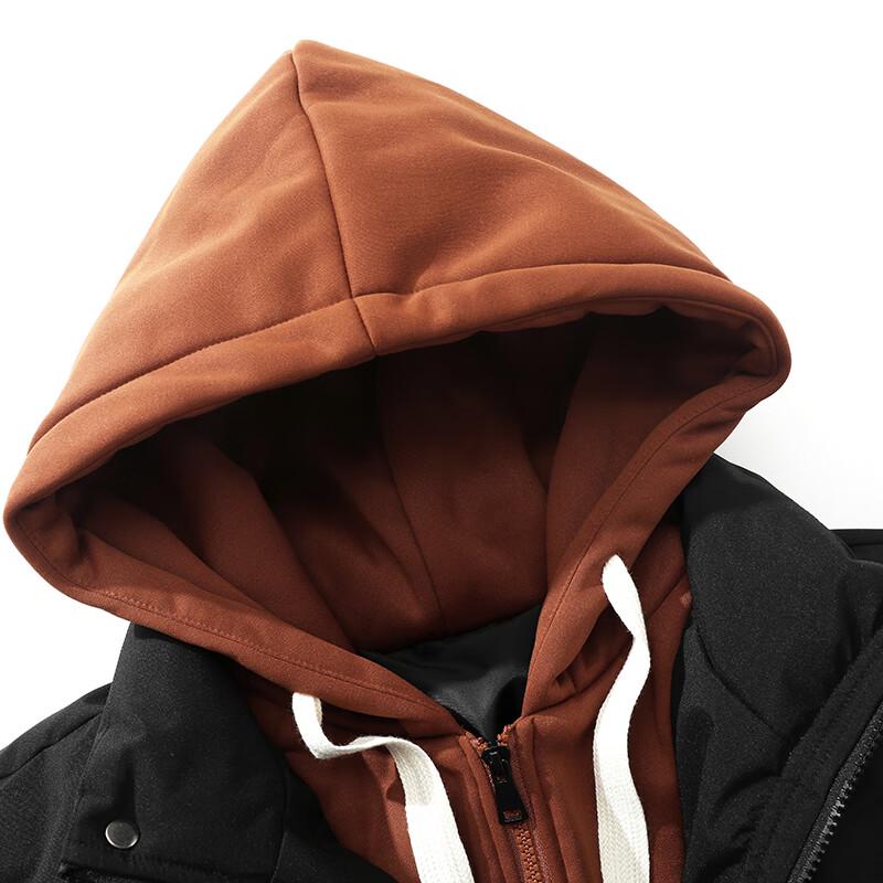 Men's Hooded Faux Two-Piece Padded Jacket