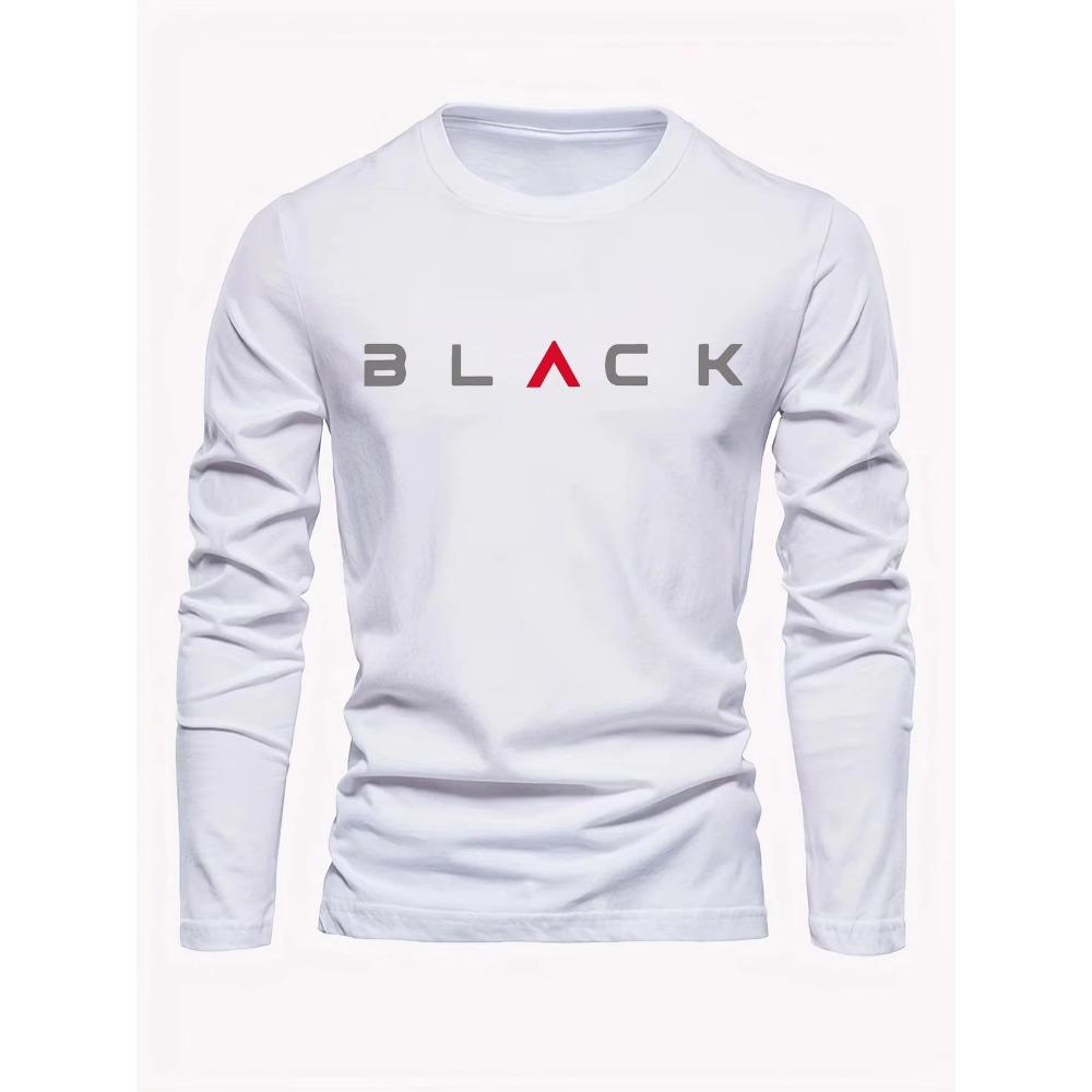 Long sleeved comfortable casual sports black letter printed round neck