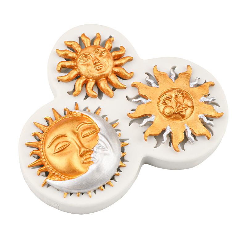Sonne Mond Gesicht Fondant Silikonform DIY Kuchen Dekorationswerkzeug Sugarcraft Schokolade Ton Gumpaste Form Cupcake Backwerkzeug