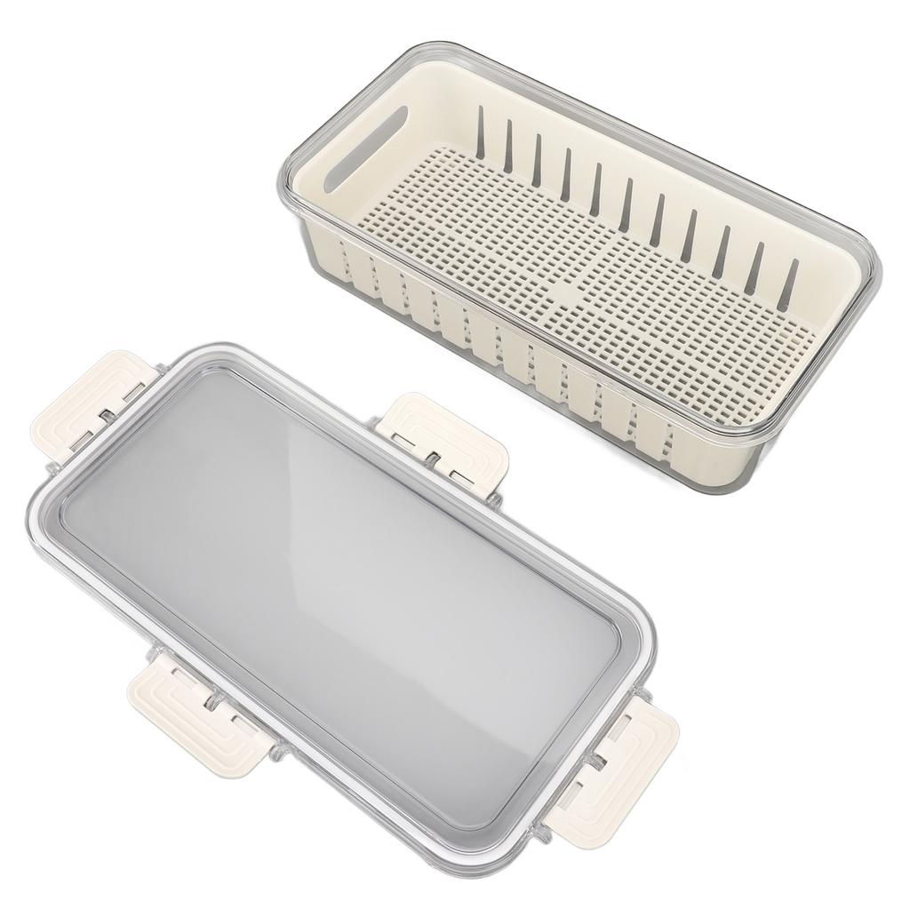 Refrigerator Fresh Food Storage Containers PET Multifunctional with Drainer Fridge Airtight Crisper for Kitchen Dining