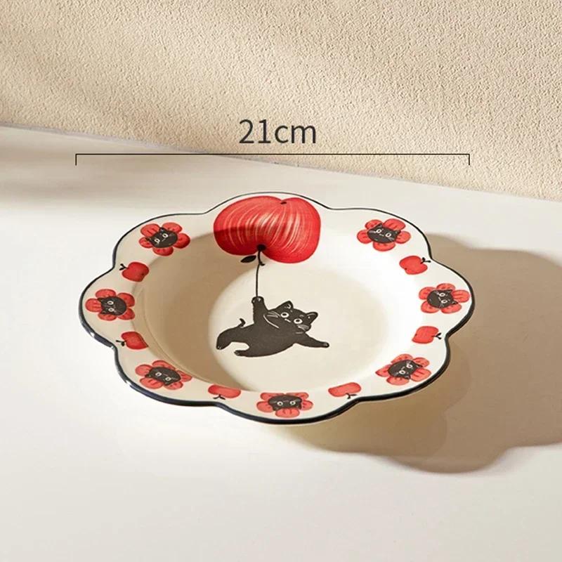 Cute Cartoon Ceramic Plate Creative Cat Fruits Salad Plates Exquisite Party Afternoon Tea Home Tableware Restaurant Ramen Bowls