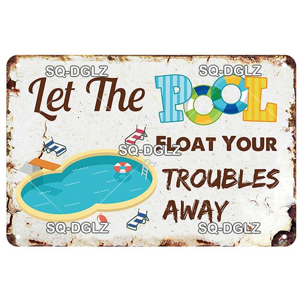 [SQ-DGLZ] Welcome Swim Pool Rules Metal Sign Vintage Plaque Tin Sign Plate Wall Decor For Bar Club Man Cave Art Painting Poster