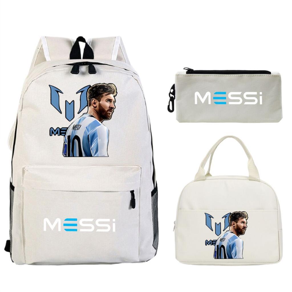 Football Star Peripheral Printed Backpack, Primary And Secondary School Children'S Three-Piece Simple Schoolbag