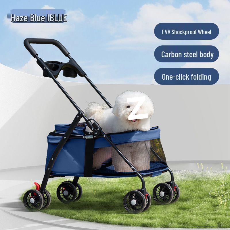 Lightweight Foldable Pet Stroller with Detachable Basket for Dogs and Cats