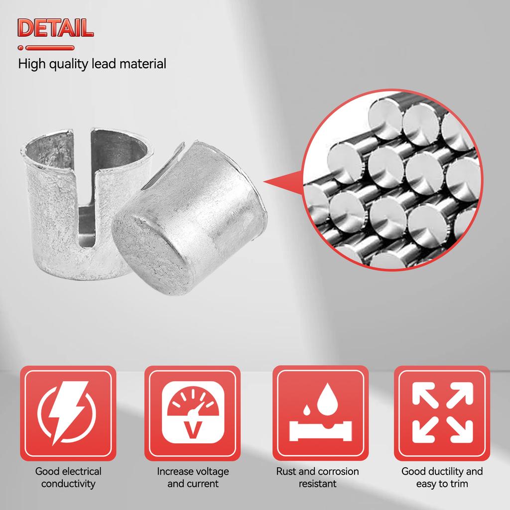 Universal for Vehicles SUV Truck RV Boat 10x Battery Post Terminal Shims Lead Terminal Shim Caps w/ 12x Washers Top Post Battery
