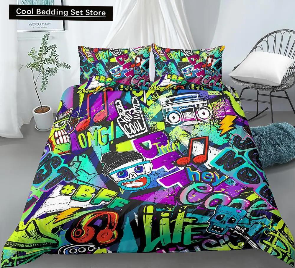 Bedding Set For Baby Kids Child 3D Cartoon Graffiti Crib Duvet Cover Pillowcase 2/3Pcs Polyester Quilt Cover King Queen Full