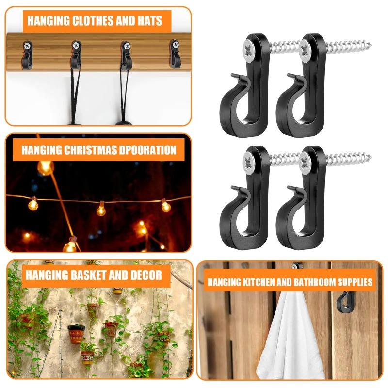 5/10/20/40/80 Pezzi Ganci a Vite Tipo Q per Luci a Stringa da Esterno Clip per Fili LED Parete del Patio Appendere per Decorazioni Festa di Capodanno
