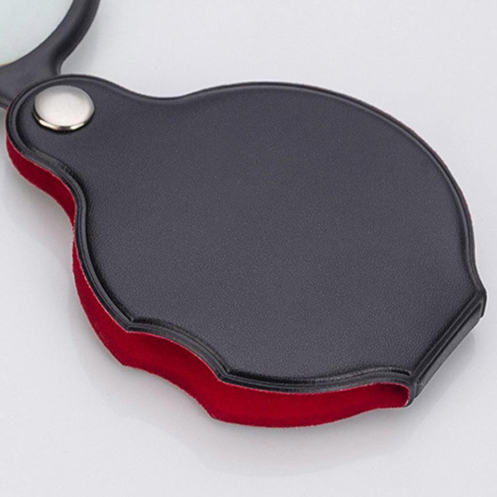 Small Pocket Magnifier Glass with Rotating Protective Leather Magnifier for Reading Science Class Hobby