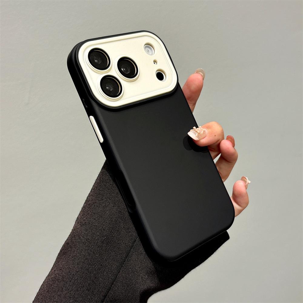 

Color-Block Skin-Feel Liquid Matte Case for iPhone 11/12/13/14 & Apple Promax 15/16/17 17 чёрный