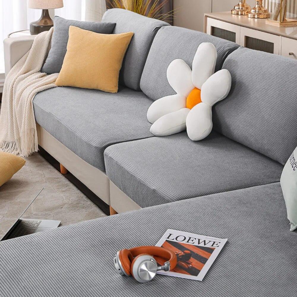 Polar Fleece Sofa Cover Jacquard Stretch Sofa Cushion Seat Cover Spandex L-shaped Corner Seaction Cover Living Room Anti-dust