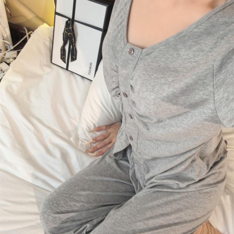 Modal Women's One-Piece Pajama Set with Built-In Bra - Long Sleeve, High-End, Home & Outdoor Wear for Spring & Autumn