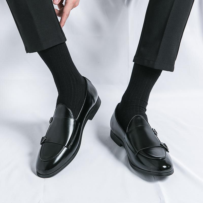 Fashion Mens Classic Retro Buckle Monk Loafers Moccasins Men's Slip-on Casual Leather Shoes Men Party Wedding Driving Flats