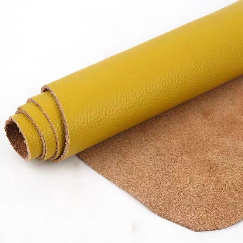 1.5mm yellow top layer cowhide leather material, whole piece of genuine leather with lychee pattern, handmade DIY leather goods,