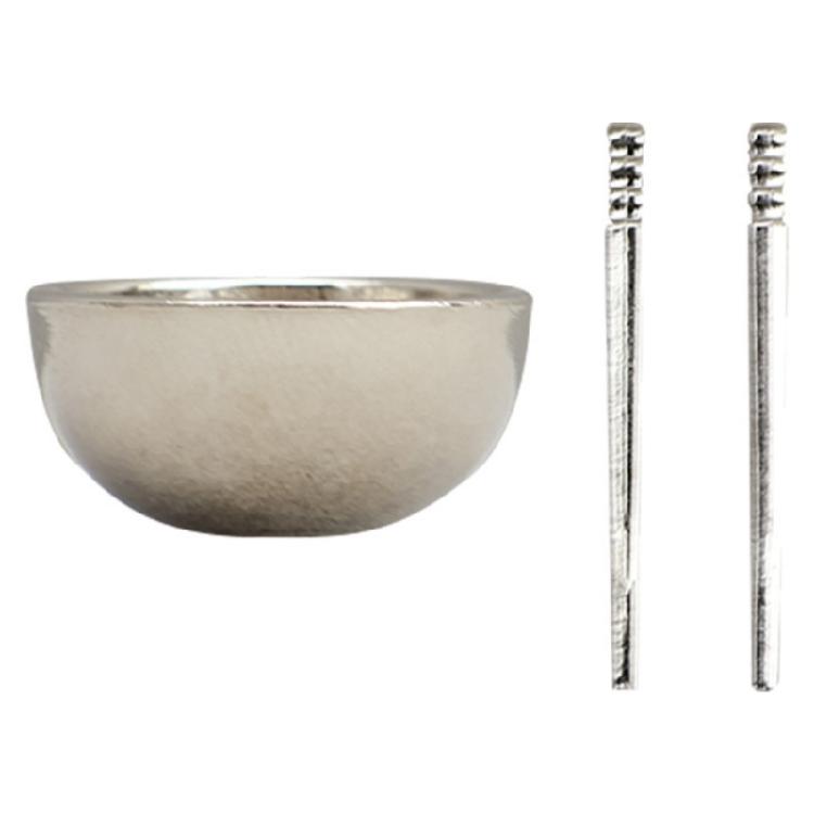 Simulation Miniature Tableware Set 1/12 Alloy Bowl Chopsticks Model Figurine For Doll House Dining Scene Enhancement