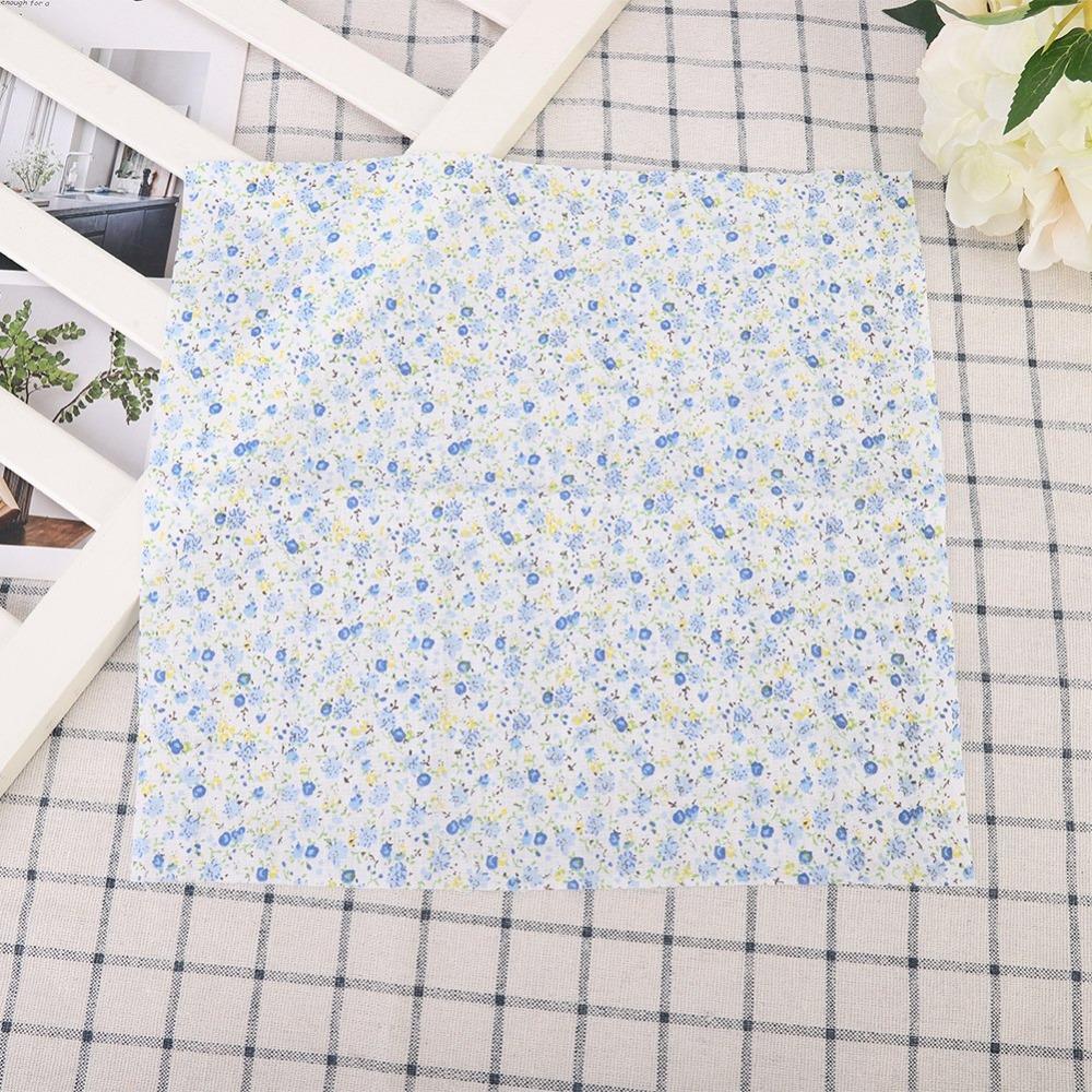 7Pcs Blue floral pattern Fabric Bundle Quilting Fabric  Hand quilt production