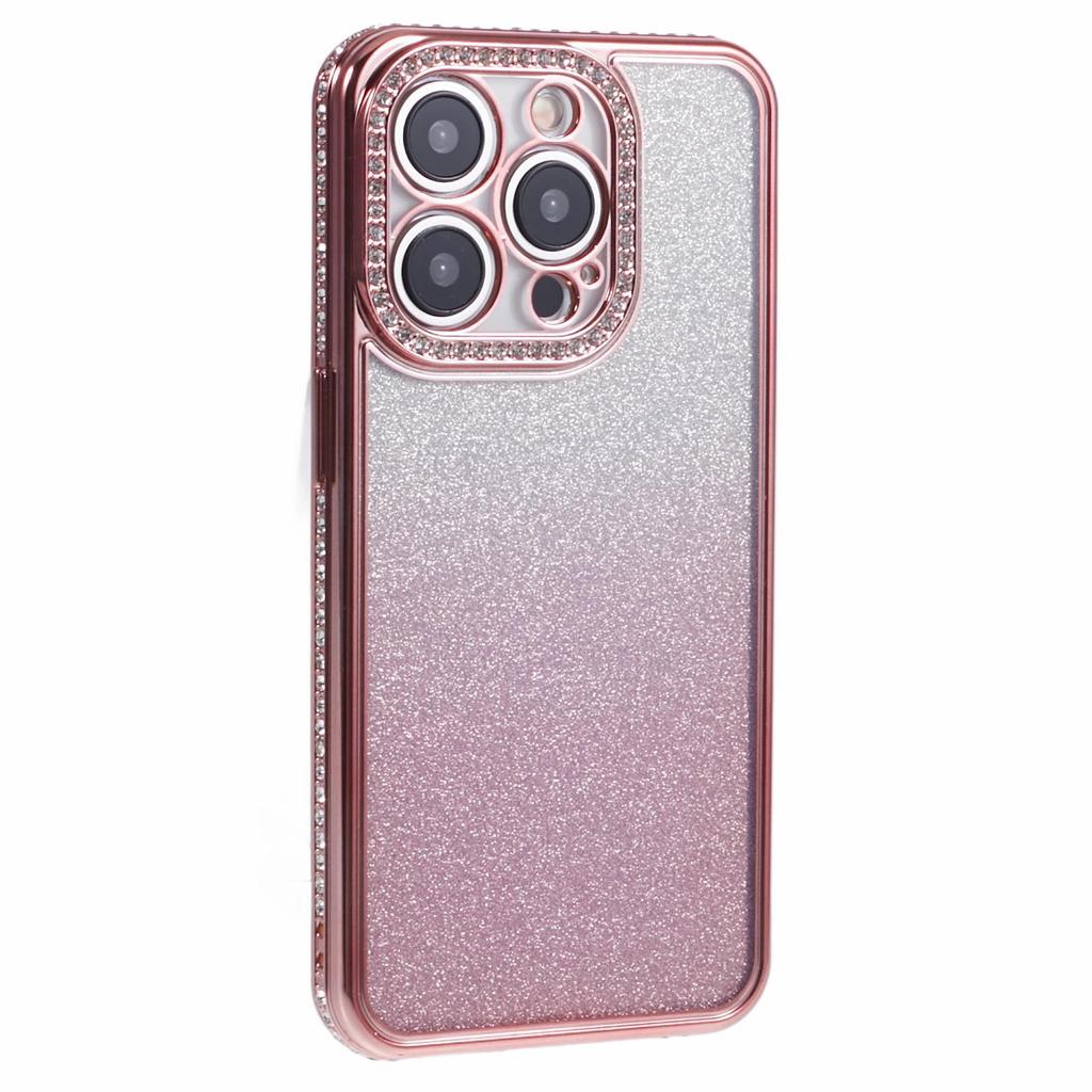 For iPhone 13 Pro Max 6.7 inch TPU Case Rhinestones Decorated Gradient Back Phone Cover