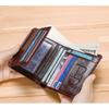 Portefeuilles en cuir véritable pour hommes, porte-cartes de crédit, porte-cartes de visite, Vintage, en cuir de vache marron, cire d'huile