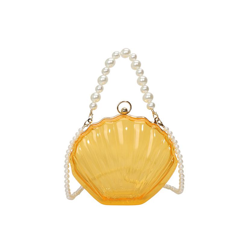 Evening Bags for Women Transparent Shell Bag Clutch Box Handbags Pearl Chain Crossbody Bag Acrylic Purse Shoulder Bag