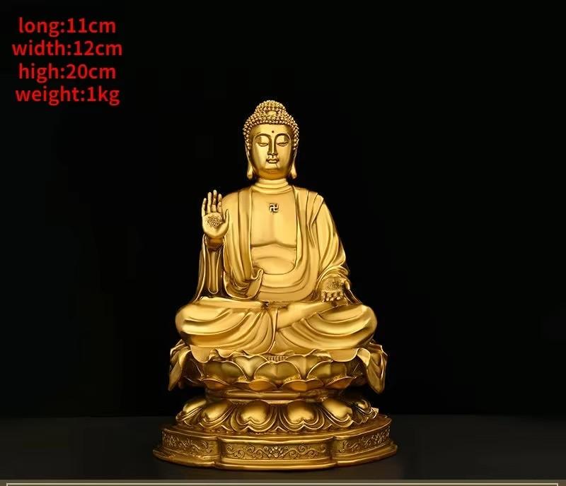 Miedziany Budda Siakjamuni siedzący na kwiatach lotosu, przynoszący szczęście Wystrój domu