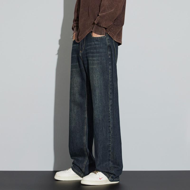 Men s Retro High Street Loose Wide Leg Jeans - Spring & Autumn Style 30 синий серый