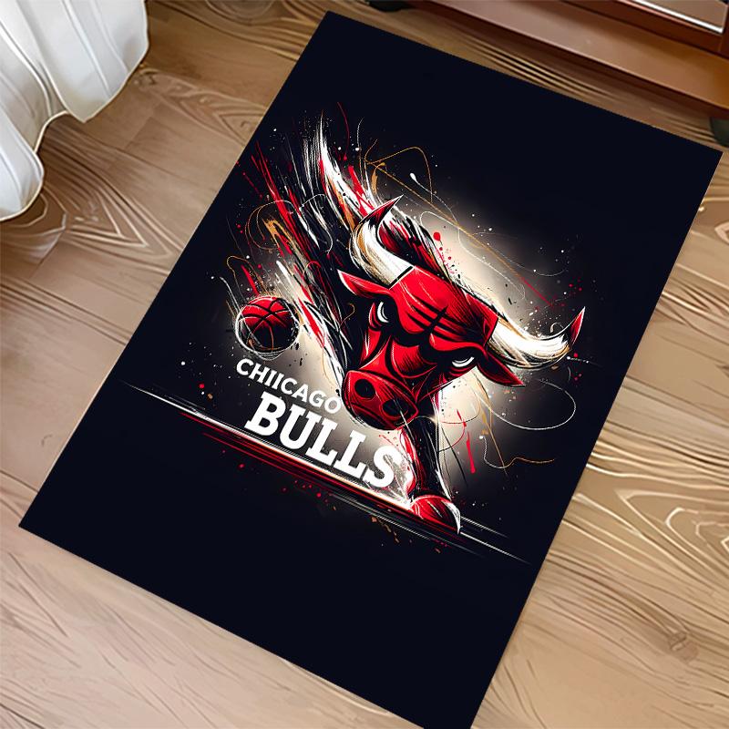 Chicago Bulls logo Print Area Rug-Soft,Washable Non-Slip Indoor Mat Office Chairs,Living Room,Home Office Decorative Rug