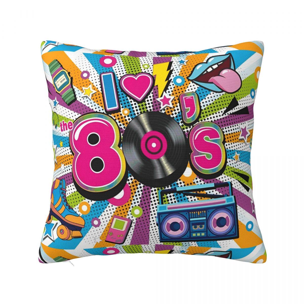

Retro 80s 90s Pillowcase Polyester Cushion Cover Decorative Graffiti Music Pillow Case Cover Bedroom Square 45X45cm 30x30cm 12x12in