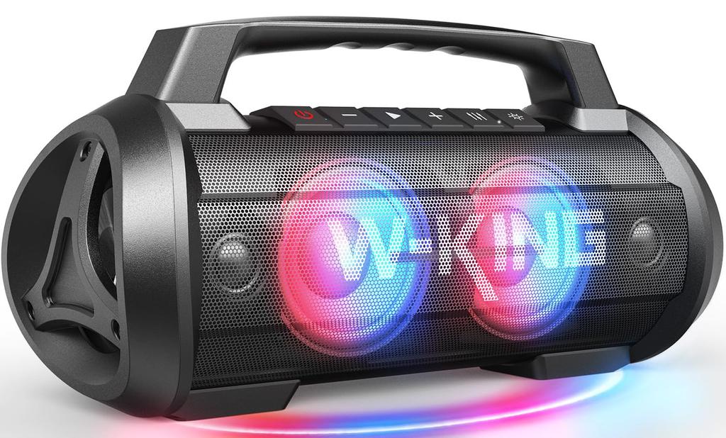 70W Bluetooth Speaker, IPX6 Waterproof and Dustproof, Loud Volume, W-KING Portable Stereo Speaker [Party Lights, Microphone Port, 42 Hours of