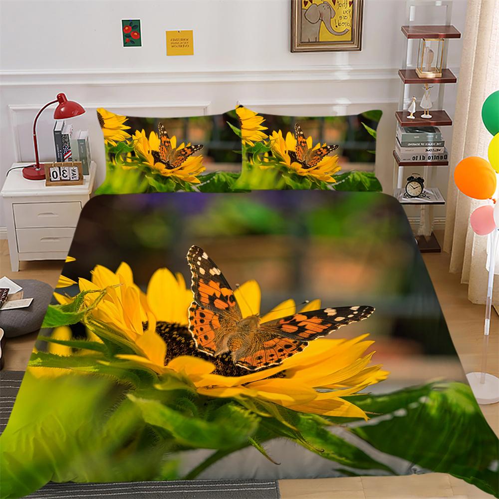 3D Flowers Printing Home Bedclothes Polyester King Size Bed Set Cover Woman High Quality Bedroom Decor