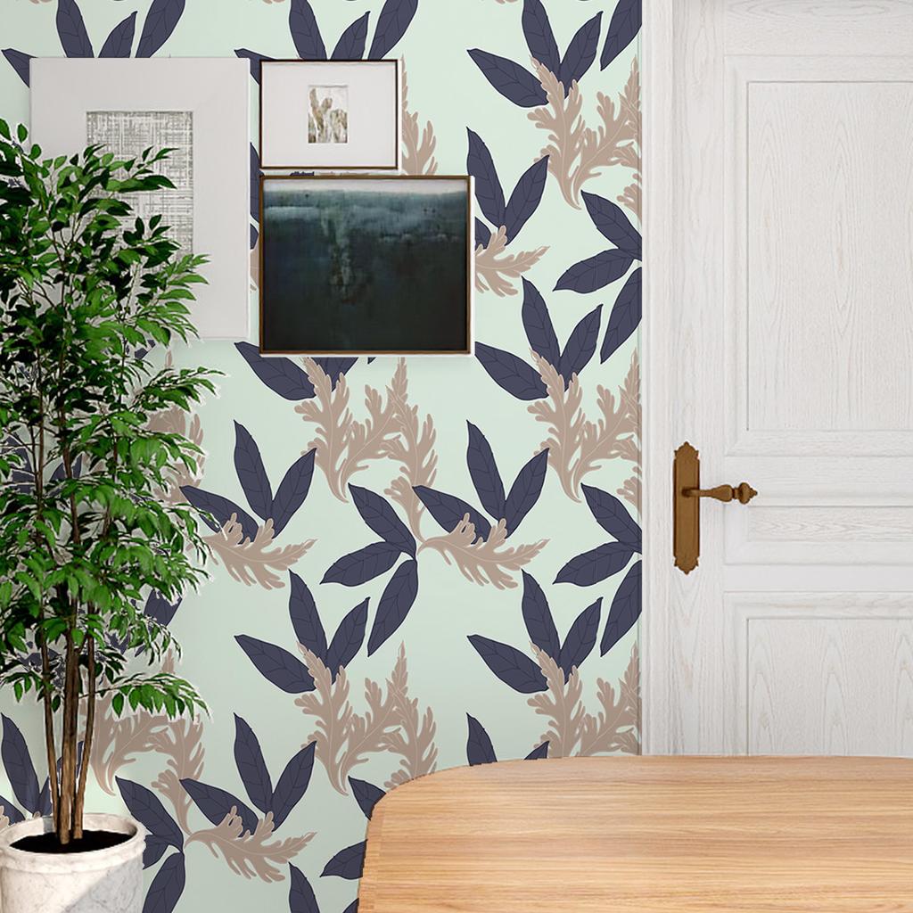 Flower Ink Wall Sticker Self-Stick Simple Gray-White Purple Pink Blue And White Wallpaper Self-Stick Household Moisture-Proof Wallpaper