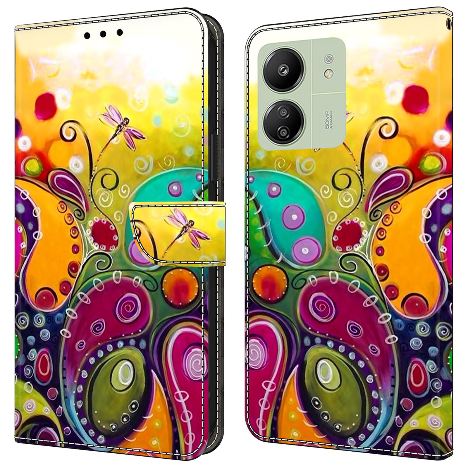 

Для Xiaomi Redmi 13C 4G/13C 5G/Poco C65 4G/Poco M6 5G/13R 5G Чохол з візерунком Шкіряний з кишенями для карток/готівки Чохол для телефону Colorful Flower Vine