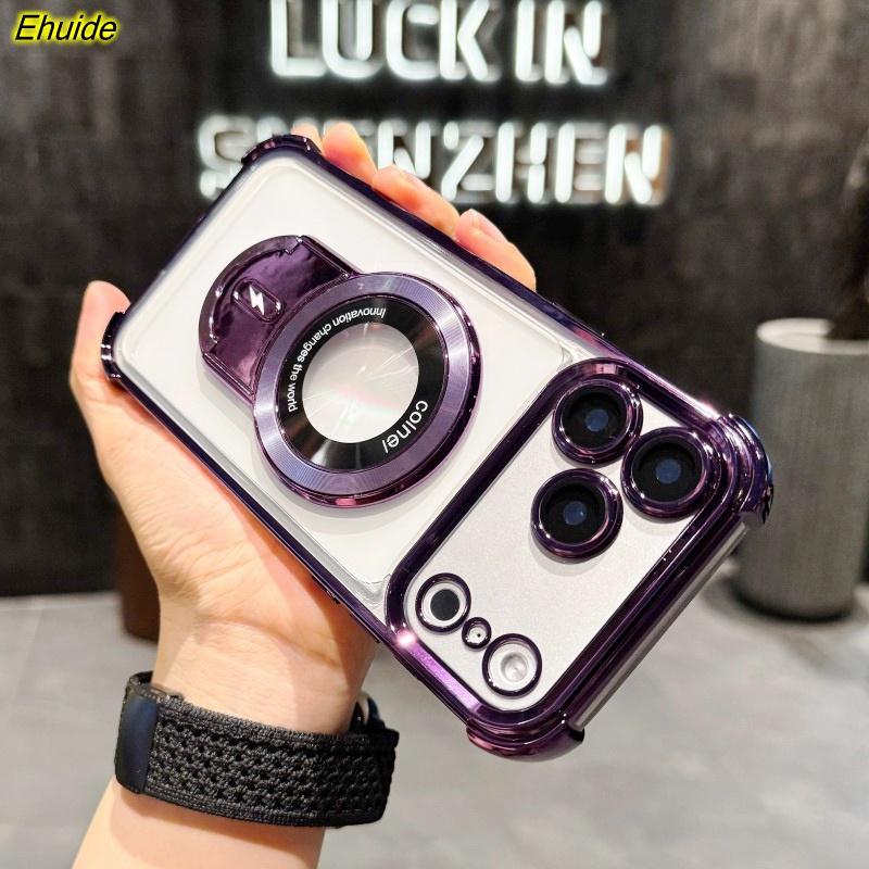 Magnetic Case For Xiaomi 15T Pro 14T 17 13T Redmi 15 15C 14C 13 K90 Stand Trolley Holder Shockproof Luxury Soft Clear Back Cover