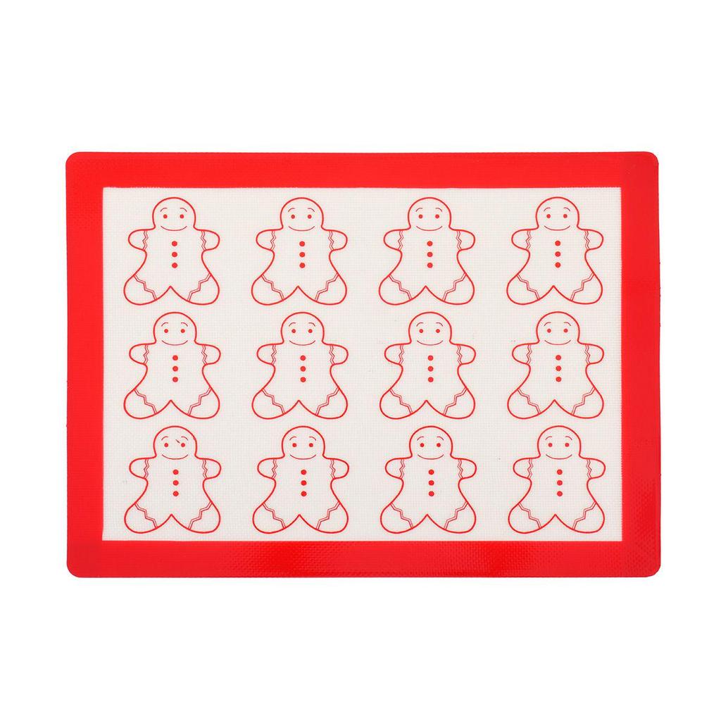 Silikon Bakematte med Juletema Sklisikker Fondantmatte Kjøkkenbenkmatte for Paideig Pizza og Kjeks Ovnskakeformmatte