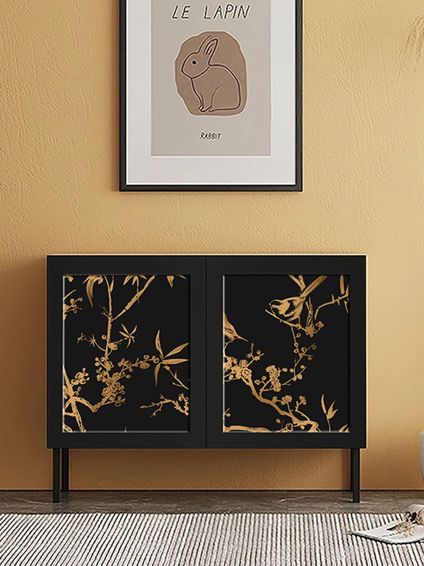 

Золотые Цветочные Деревья Обои Самоклеящиеся Золотой и Черный Винил Настенный Декор Мебель Самоклеящаяся Водонепроницаемая Наклейка для Шкафа 44cmx300cm