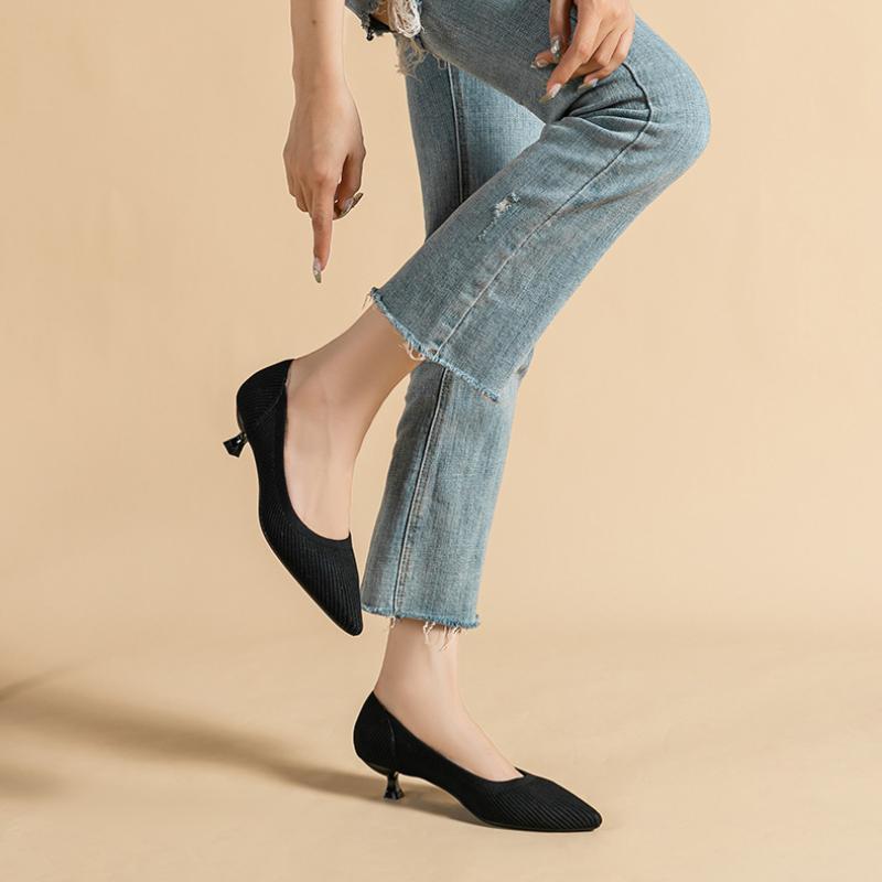 2025 summer new Casual Breathable Sole Women's Solid Color Flat Shoes Fashion Pointed Non-Slip Comfortable Single heeled shoes
