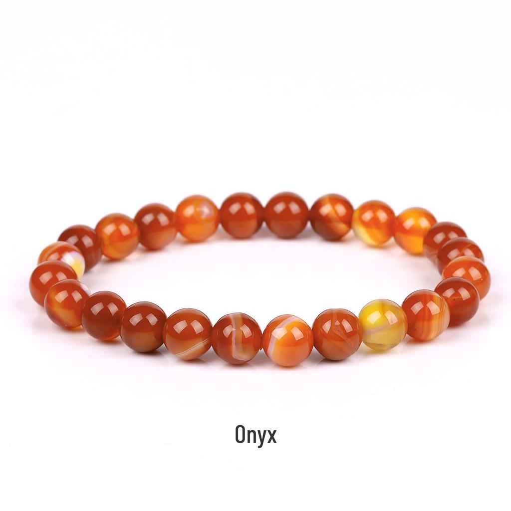 She Yao Natürlicher Kristallachat Tigerauge Armband - Modeschmuck mit einzelnen runden Perlen