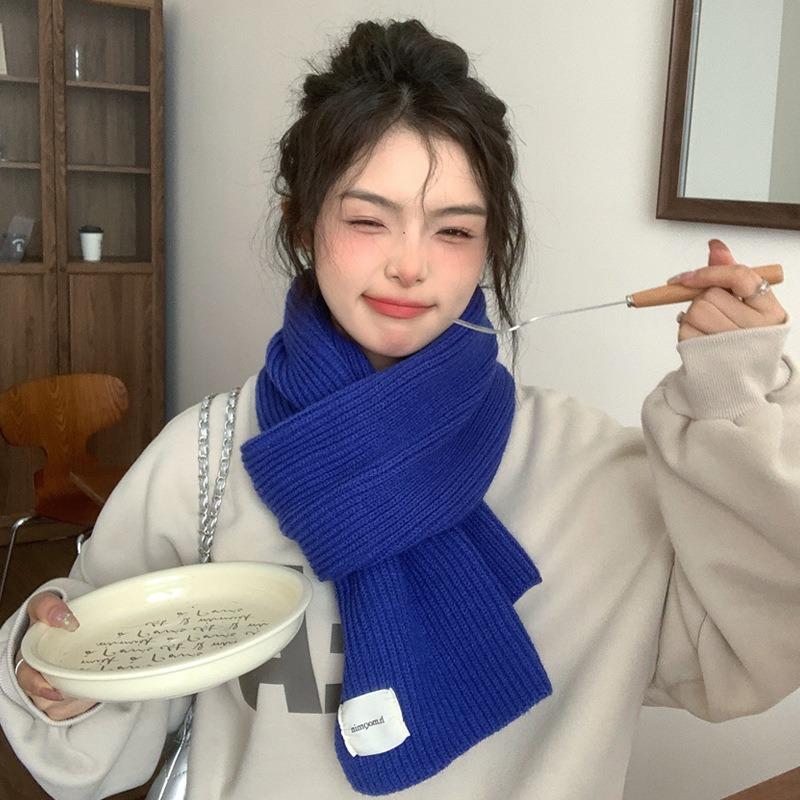 New red knitted scarf men's and women's winter Christmas student couple versatile thickened wool scarf