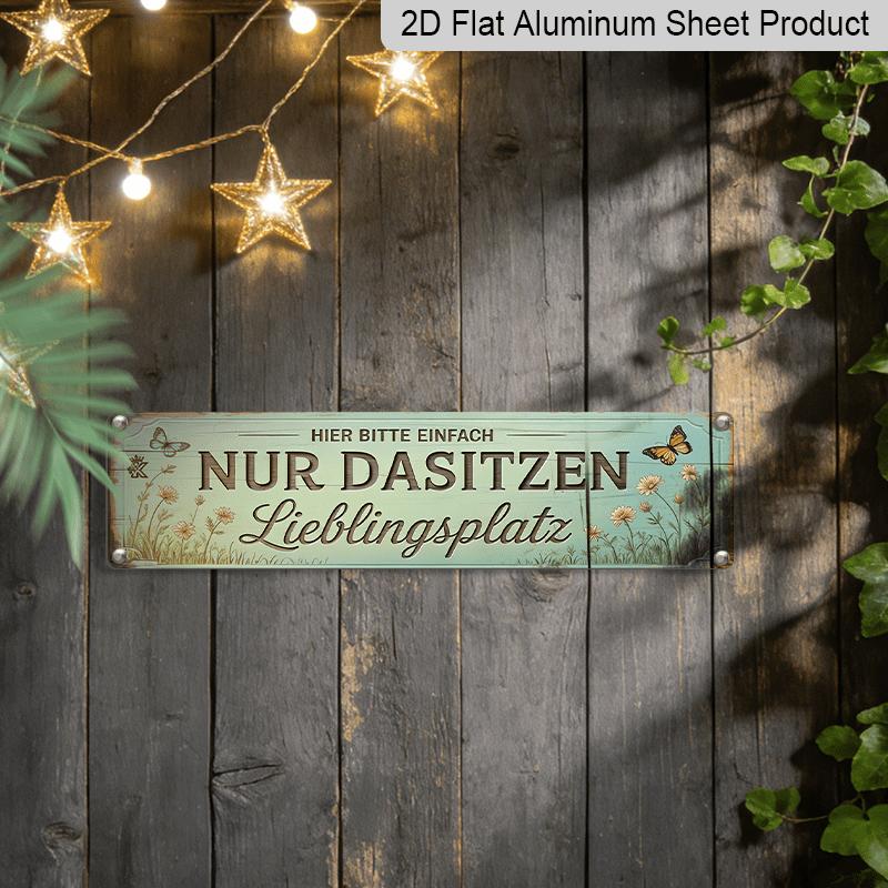 2D Flat Retro Aluminum Sign 15.7×3.94", Favorite Seat Warm Wall Art for Home Garden Porch, Perfect Decor & Gift