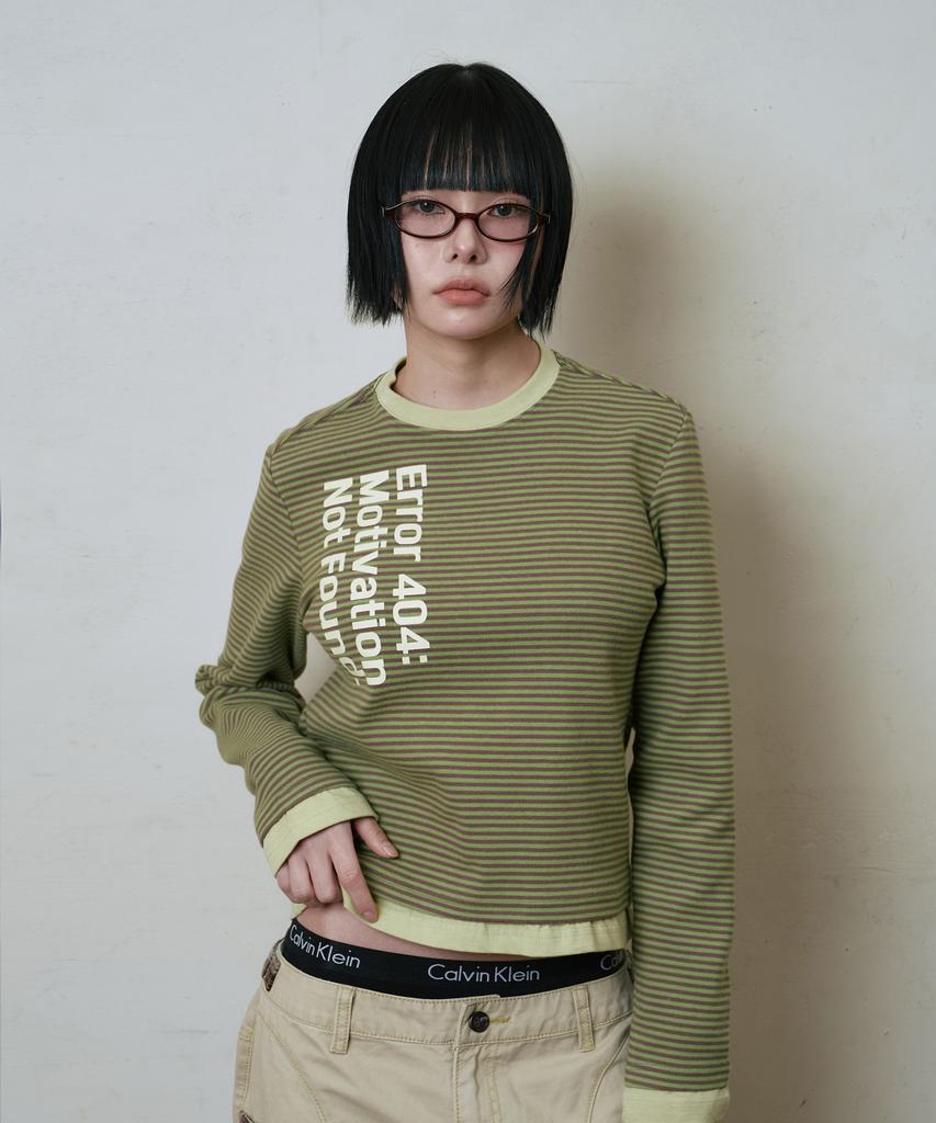 Lujeoseukeulleob Striped Layered Long Sleeve T-Shirt Olive