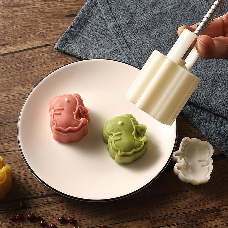 Cartoon Dinosaur Mooncake Mold Creative Patisserie Stamps Mold Hand Press Animal Bean Paste Cake Mold Pastry Diy Bake Tools