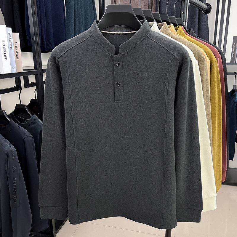 Men's German Velvet Two-Button Hoodie: Double-Sided, Chinese Style, Warm and Thickened, Autumn/Winter Casual Base Layer.