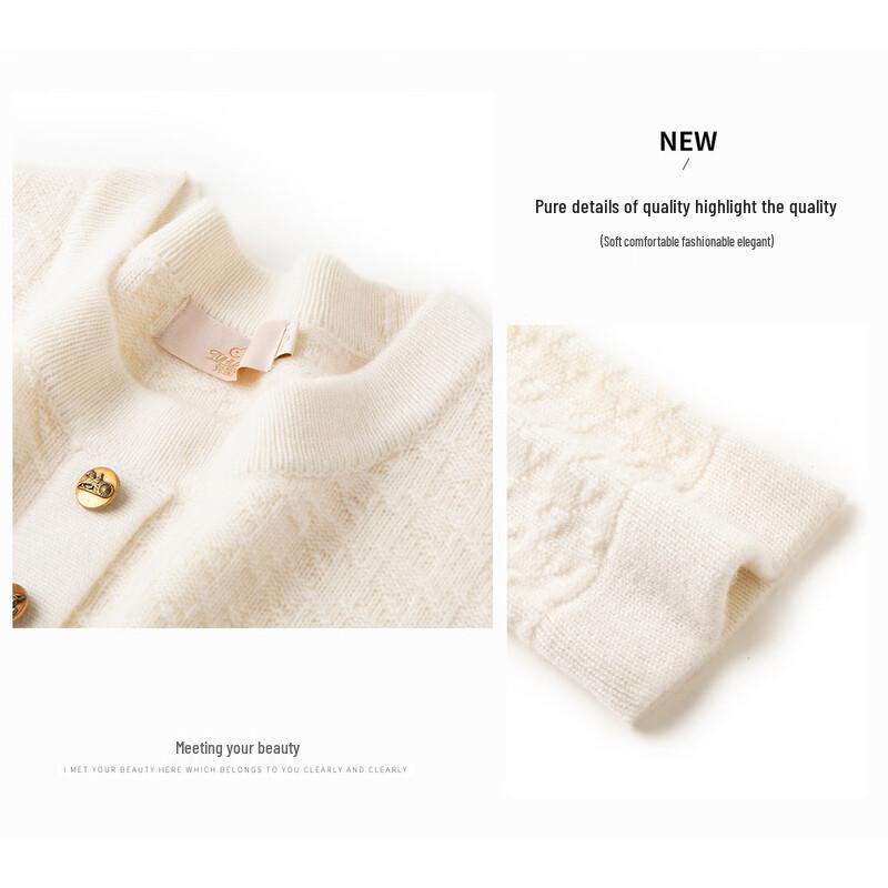 TUHUANG Women's 'Little Fragrance' Style Pure Wool Pullover Sweater