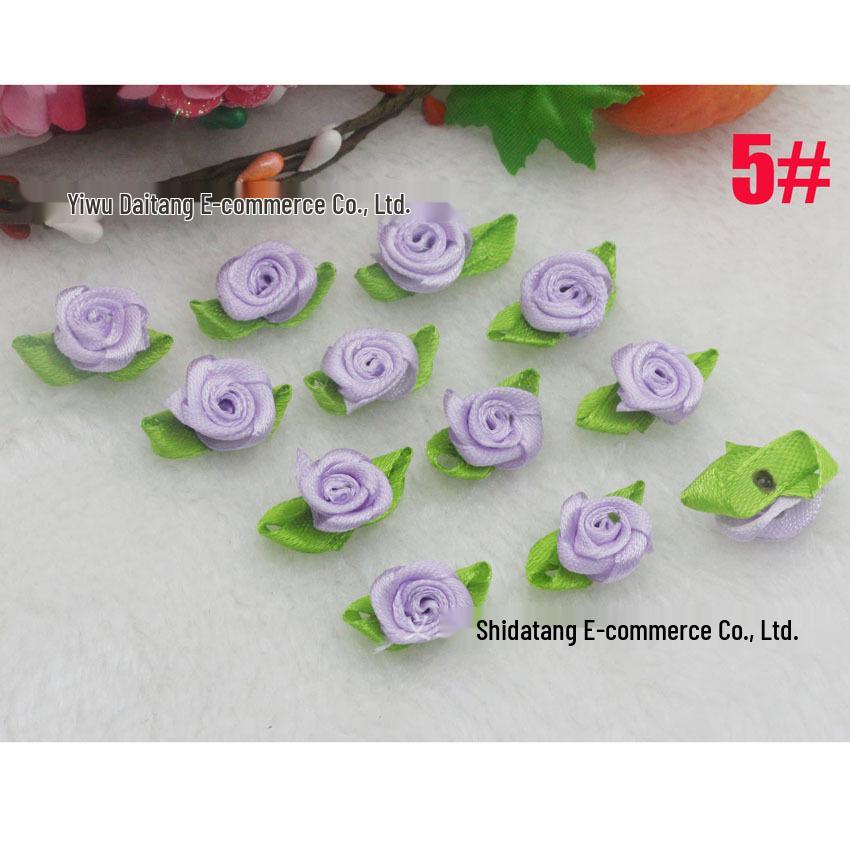 

Handmade Satin Ribbon Mini Rose with Leaves: 15 Colors, 2cm - DIY Hair Clips & Clothing Decoration