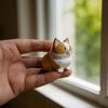 Hand Carved Decorative Wooden Corgi Figurine Mini Cute Dog Animal Statue Ornament Sculpture Home Desk Decor Gift for Dog Lovers