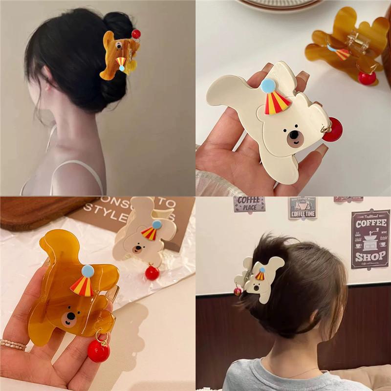 Große Haarklammern mit Cartoon-Bär für Frauen, elegante Acryl-Haarnadeln, Krabben-Haarspange, Kopfbedeckung, koreanisches Haar-Accessoire für Mädchen
