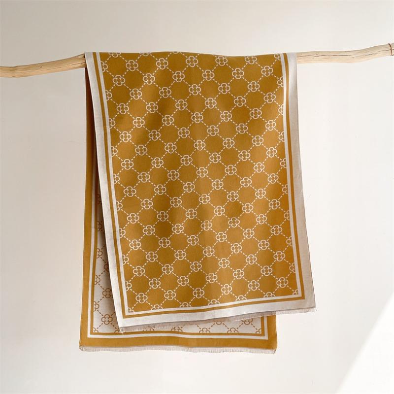 Camellia cashmere scarf women's winter senior sense versatile thickened warm scarf air conditioner shawl