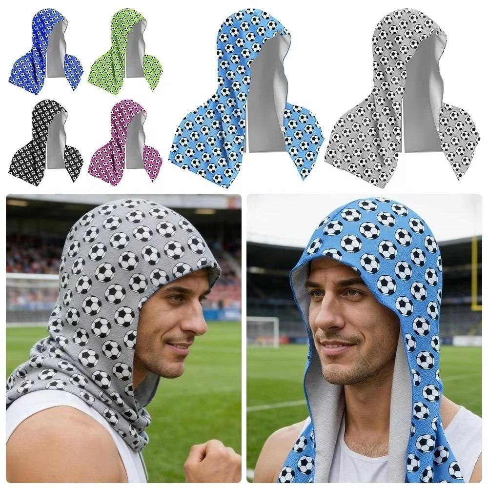 Moisture-Wicking Hooded Headscarf Football Pattern UV Protection Towel  Cycling
