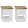 Day and Night - Day and Night Nightstands 2 Units Solid Oak Wood 36x30x47 Cm