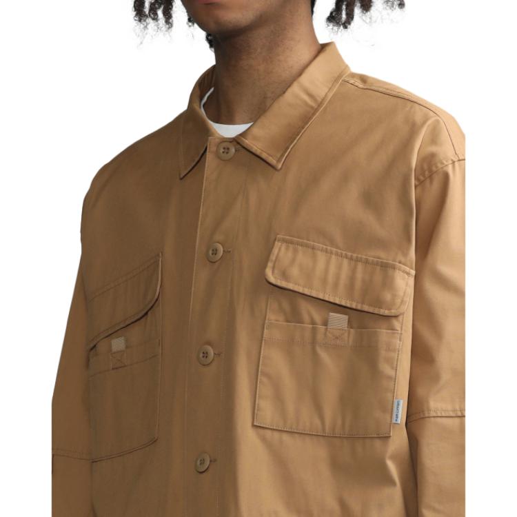 Carhartt WIP Jednobarevná bunda košile s více kapsami a zapínáním na knoflíky Pánské bundy A231025-0F0-XX
