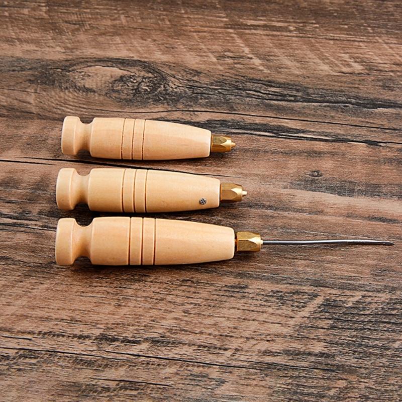 4 In 1 Leather Craft Stitching Scratch Awl Tool Pin Punching Tool Leather Awl Pin Punching Awl for Cutting Sewing Craft
