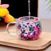 Getrocknete Blume doppelwandige Glas-Kaffeetasse, Einfache dicke Tasse mit Anti-Verbrühungs-Rand, Milchtasse, Umweltfreundlich, Hitzebeständig